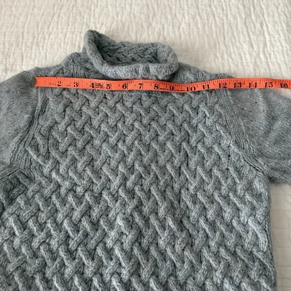 Irelandseye Wool Cashmere Trellis Sweater Womens Sm Blue Fisherman $167 Retail! - Picture 8 of 11